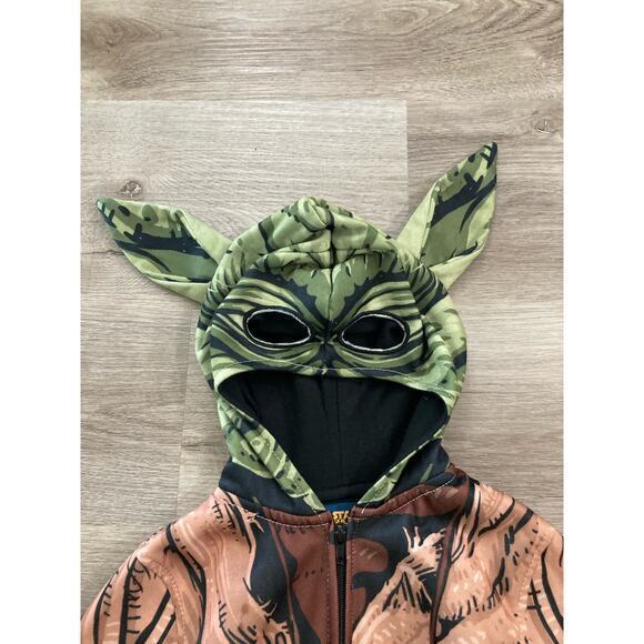 Star Wars Yoda Kids Full Zip Hoodie with Mask Hood Ears XS Brown - Picture 3 of 9